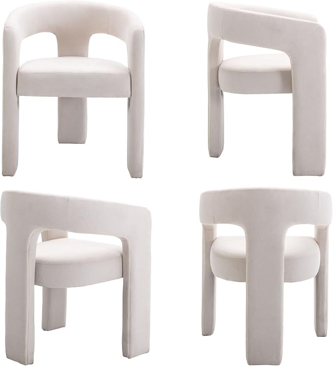 BESTANO Set of 3 Modern Linen Fabric Upholstered Dining Chairs - Image 7