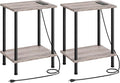 HOOBRO Side Table with Charging Station, Nightstand with 2-Layer Storage Shelves by HOOBRO