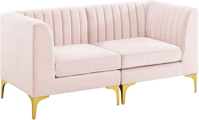 Modway EEI-4346-PNK Triumph Channel Tufted Performance Velvet Loveseat - Image 3