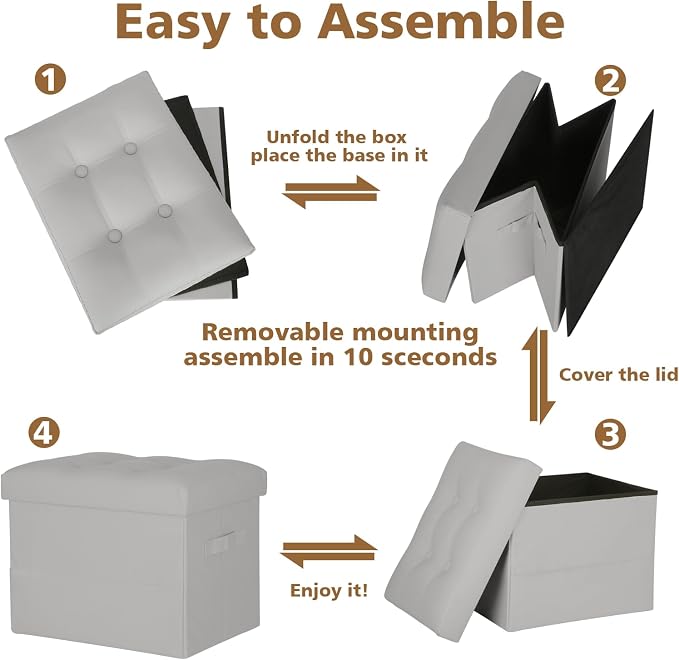BelugaHelper Folding Storage Ottoman. Foot Rest Stool - Image 7