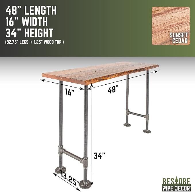 Restore by Pipe DÉCOR Live Edge Wood Console Table 48 in. x 16 in. x 34 in. - Image 3