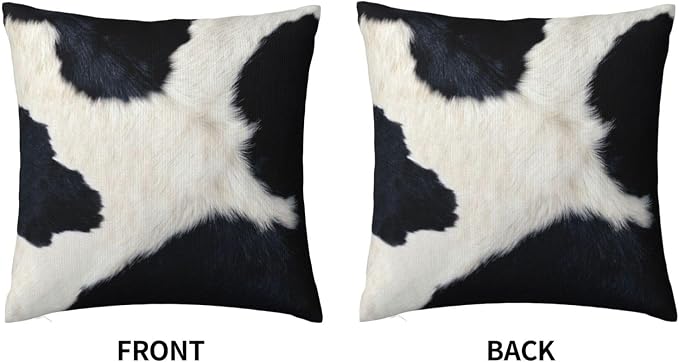 Black and White Western Cow Print Pillow Covers 18x18 Set of 2, Cowhide Accent - Image 2