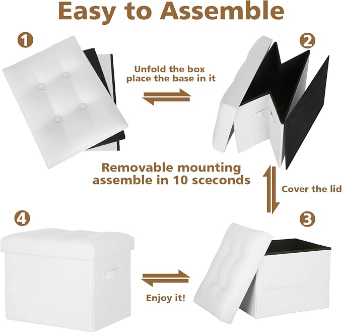BelugaHelper Ottoman with Storage. Leather Foldable Ottomans with Thick Foam - Image 6