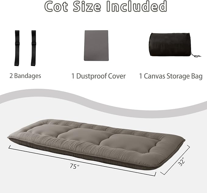 MAXYOYO Cot Japanese Floor Futon Mattress, Single Size Tatami Mat Sleeping Pad - Image 2