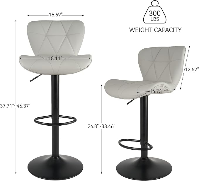 Nalupatio Modern Bar Stools Set of 3, Adjustable Faux Leather Upholstered - Image 2