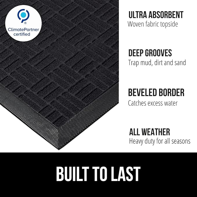 GORILLA GRIP 100% Waterproof All-Season WeatherMAX Doormat, US Designed Natural - Image 2