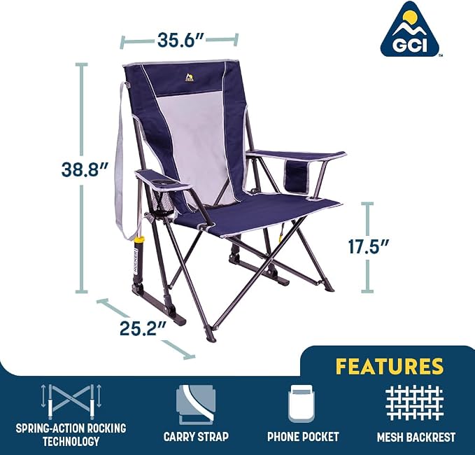 GCI Outdoor Comfort Pro Rocker Collapsible Rocking Chair & Outdoor Camping Chair - Image 3