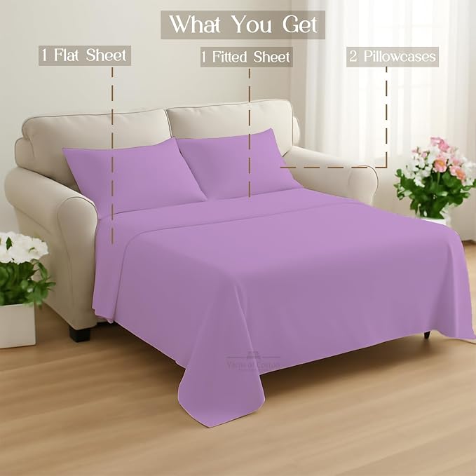Sleeper Sofa Bed Sheet, 100% Cotton 400 Thread Count, 4 Piece Set, Deep Pocket - Image 9