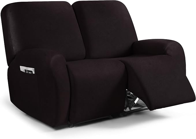 ANARACHON Leather Look Loveseat Recliner Cover, 6-Pieces Stretch Dual Recliner by ANARACHON