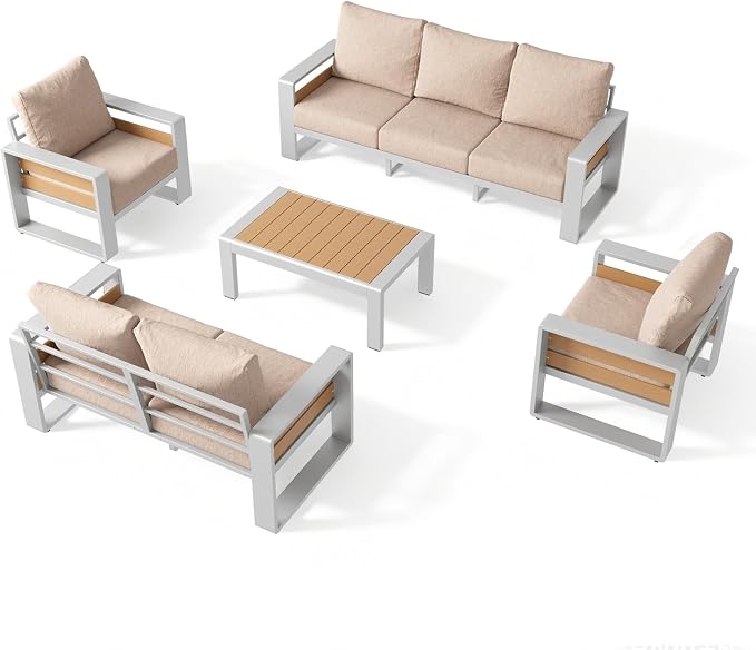 Aoxun Aluminum Patio Furniture Set, 5 Piece Luxury Outdoor Sectional - Image 9
