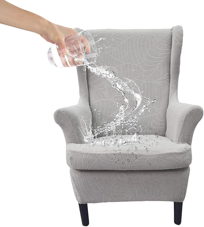 HAOYONG Waterproof Wing Chair Slipcovers Stretch Wingback Chair Covers 3 Pieces by HAOYONG