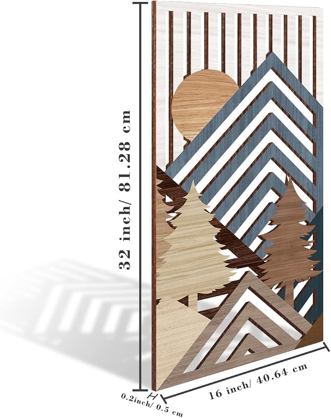 IARTTOP Abstract Mountain Wood Wall Art Large geometric Forest Pine Trees - Image 3