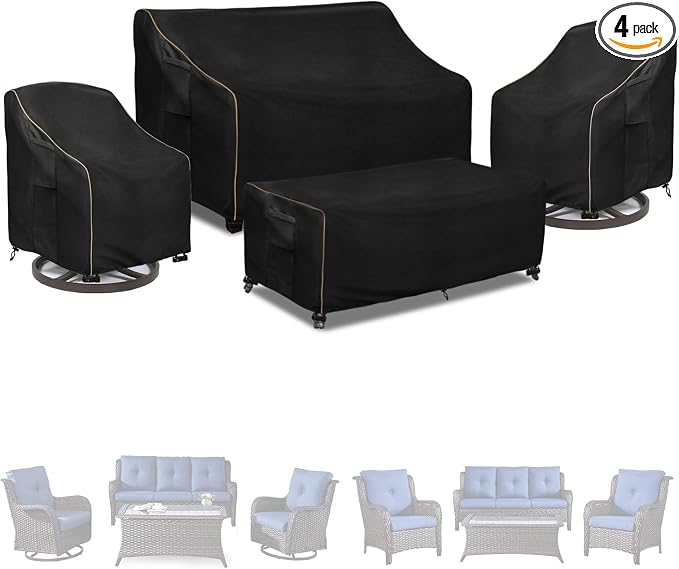 Patio Furniture Covers 4 Piece Set, 600D Heavy Duty Outdoor Furniture Covers by LSongSKY