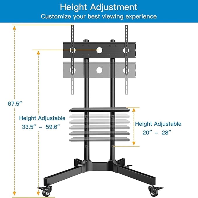 PERLESMITH Rolling TV Stand - Image 3