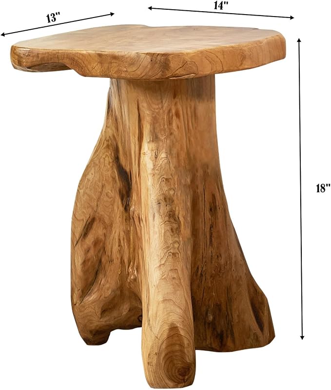 Cedar Roots Tree Stump Side Table 14"x13"x18"H Live Edge Rustic Natural Solid - Image 2