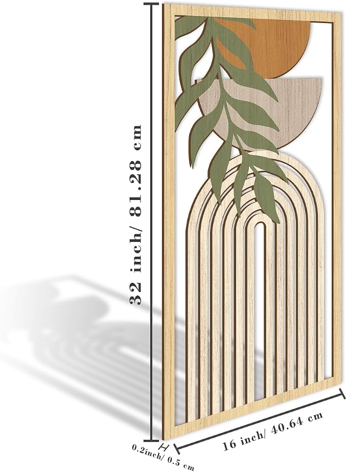 IARTTOP Boho Mid-century Modern Wood Wall Art 16x32 Inch Large Green Abstract - Image 4