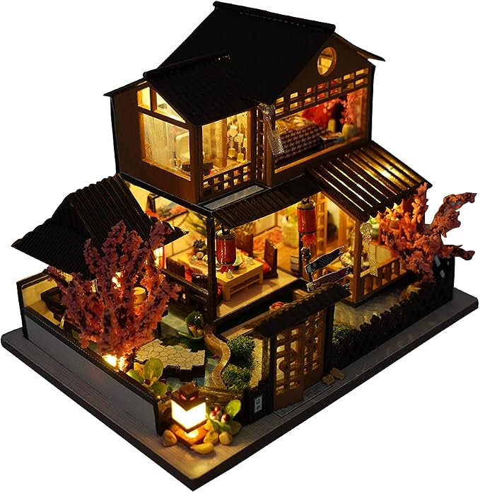 TOPBSFARNY Miniature Wooden Dollhouse Japanese House DIY Doll House Kit Villa by TOPBSFARNY