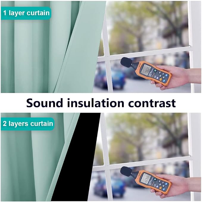 NICETOWN Aqua Blue 100% Blackout Curtain Set, Thermal Insulated & Energy - Image 5