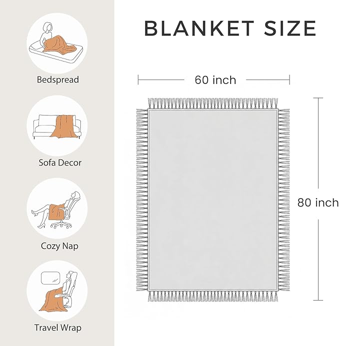 LUTBM Boho Throw Blanket for Bed Cotton Soft Lightweight Quilt Summer Blanket - Image 7