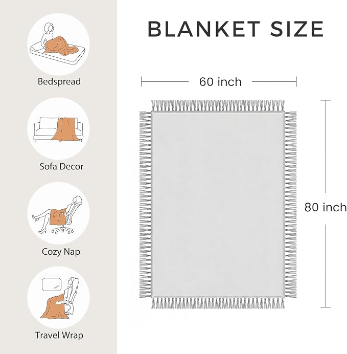 LUTBM Boho Throw Blanket for Bed 100% Cotton Soft Quilt Summer Lightweight - Image 5
