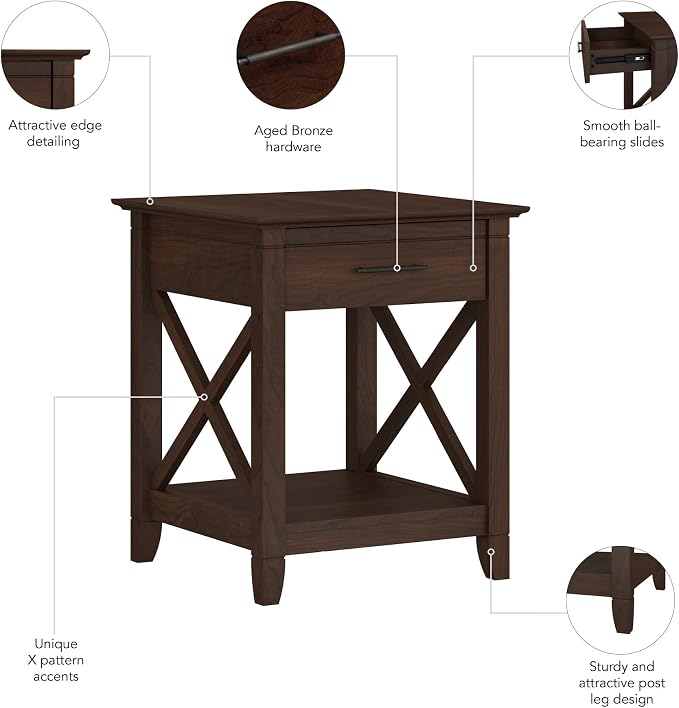 Bush Home End Table with Drawer, Nightstand with Storage, Living Room and - Image 5