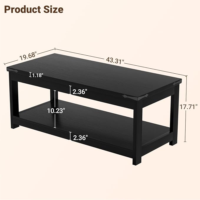 Homieasy 43.3” Rectangular Coffee Table - Image 2