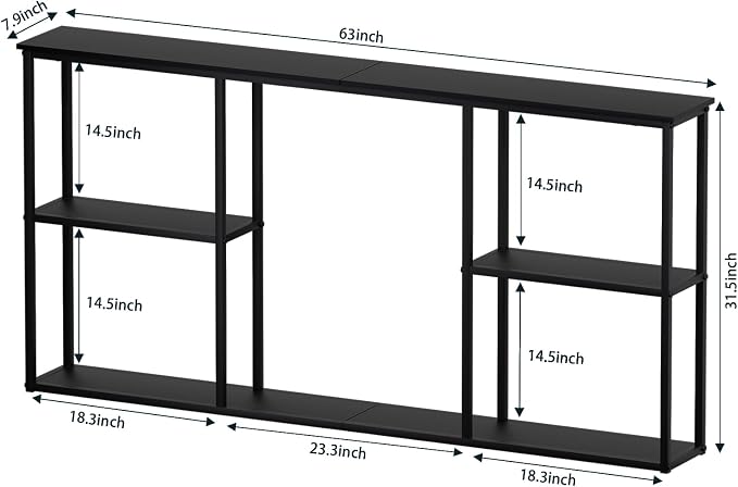 WOHOMO Black Console Table, 3-Tier Small Entryway Table, Long Sofa Table - Image 2