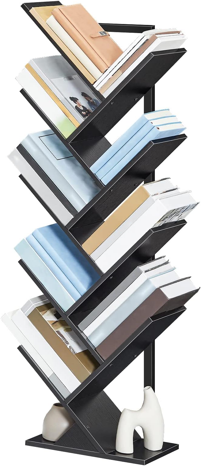 HOOBRO Tree Bookshelf, 9-Tier Bookcase Wooden Shelves, Floor Standing Storage - Image 8