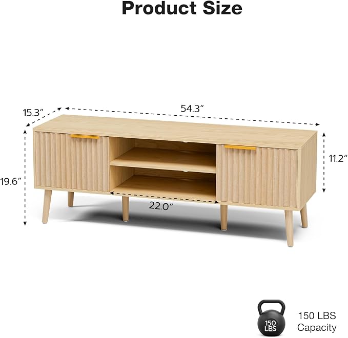 LCRBOL TV Stand for Living Room, Boho Entertainment Center for 55/60 inch TVs - Image 2