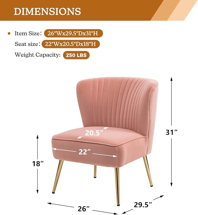 HULALA HOME Velvet Accent Chair, Modern Upholstered Cute Side Chair - Image 2