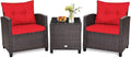 HAPPYGRILL 3 Pieces Patio Conversation Set, Outdoor Furniture Set PE Rattan by HAPPYGRILL