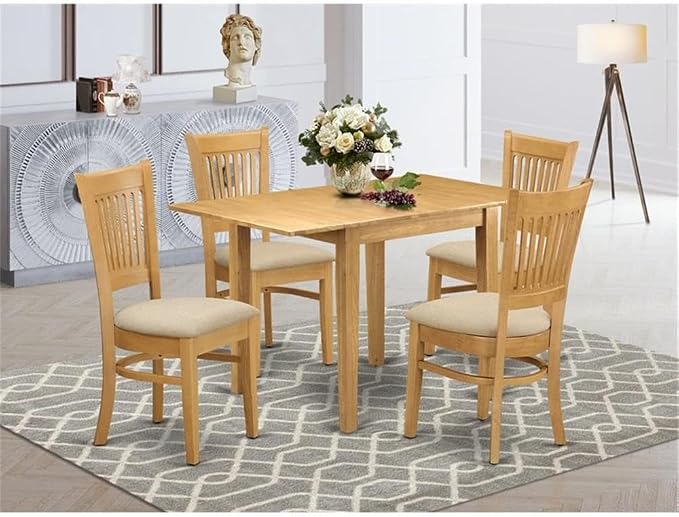 East West Furniture NDVA5-OAK-C 5 Piece Kitchen Table & Chairs Set Includes a - Image 2