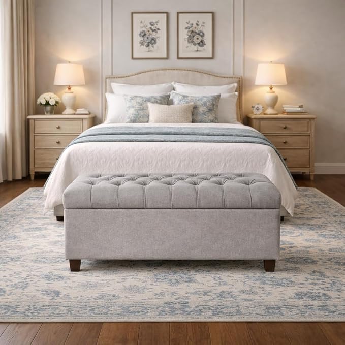 Homepop Home Decor | Tufted Ainsley Button Storage Ottoman Bench - Image 4