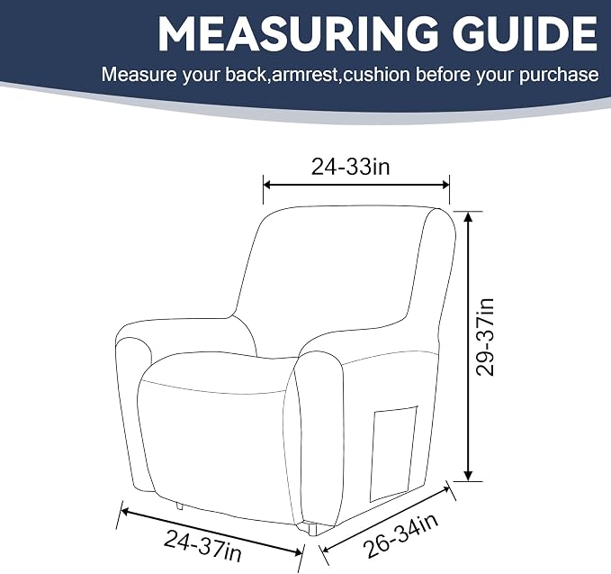 Cupuamon Recliner Chair Covers, Lazy Boy Recliner Covers Stretch Reclining - Image 2