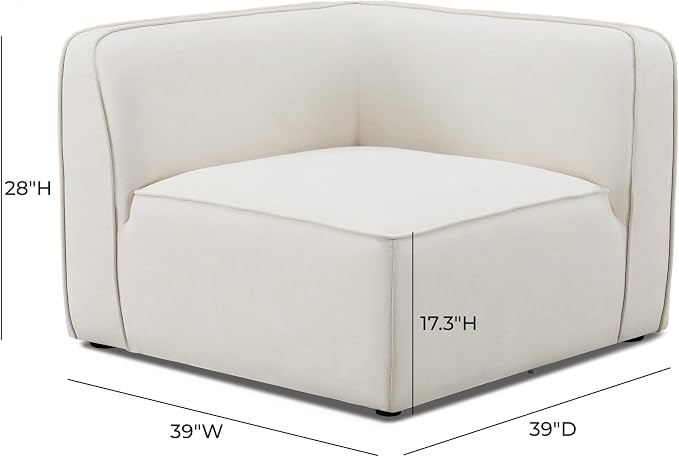Pemberly Row Upcycled Linen Corner Chair, Sand Finish, Modular Eco-Friendly - Image 2
