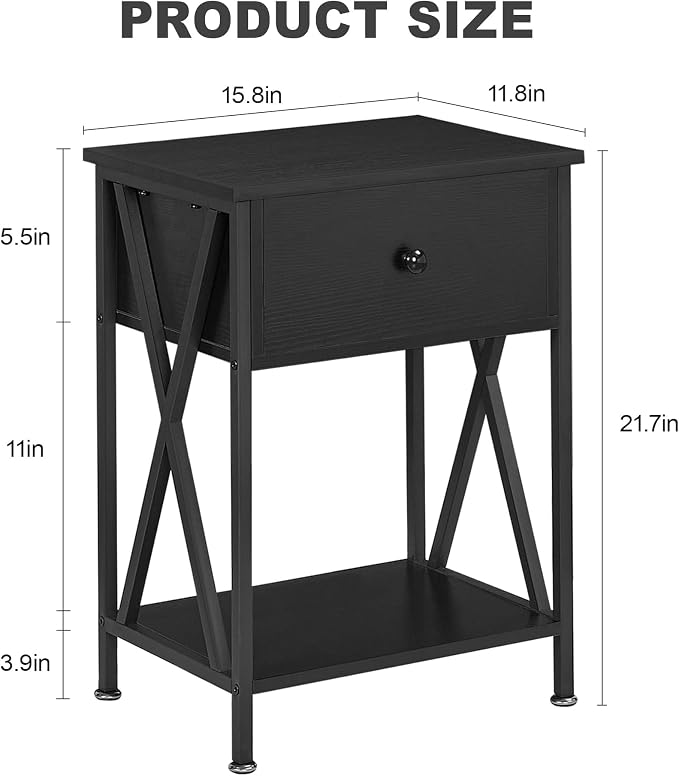 VECELO Nightstands, Modern End Side Tables, Night Stand - Image 3