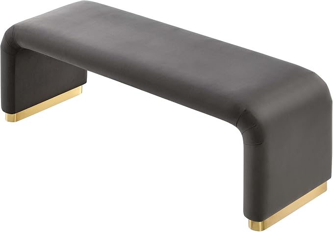 Modway EEI-6734-BRA-STG Koda Performance Velvet Waterfall Long Bench, Brass - Image 7