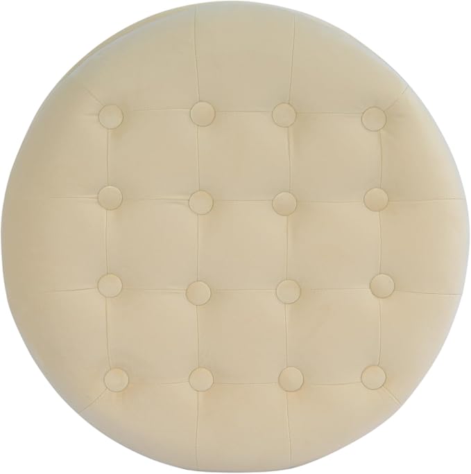 Homepop Home Decor | Upholstered Round Velvet Tufted Foot Rest Ottoman | Ottoman - Image 9