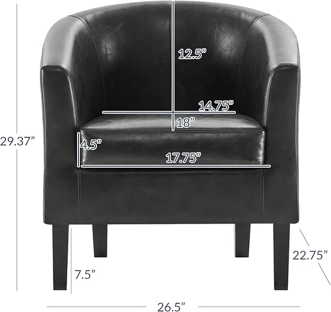 BELLEZE Accent Barrel Chair, Club Tub Sofa Corner Chair - Image 2