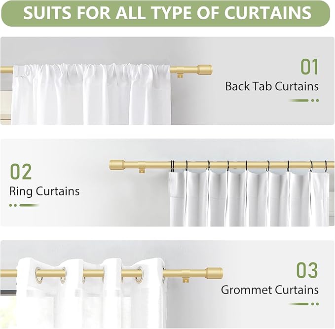 5/8” Diameter Curtain Rods 30-90 Inch, - Image 7