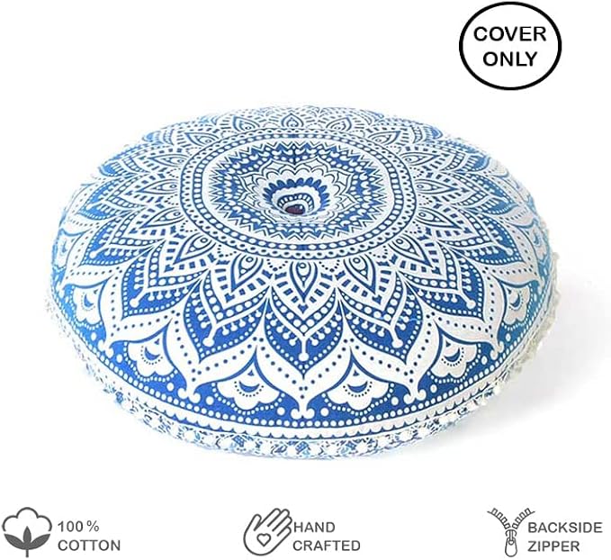 Mandala Floor Pillow Cover Meditation Cushion Seating Throw Hippie Round - Image 2