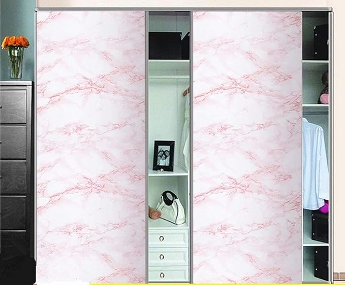 practicalWs 15.7in x 472.4in White/Pink Marble Stick Paper Peel and Stick - Image 6