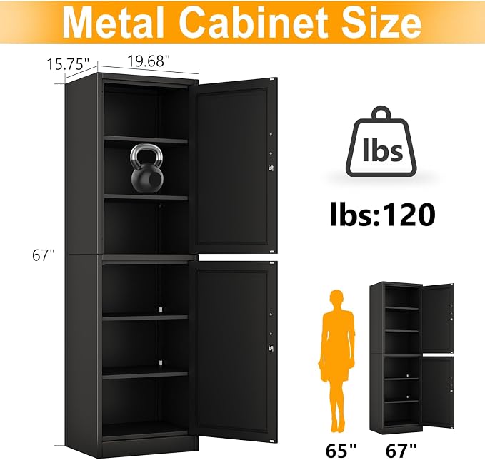 Ckzbx Metal Locker Tall Narrow Storage Cabinet, Gym Home Office, Entryway and - Image 3