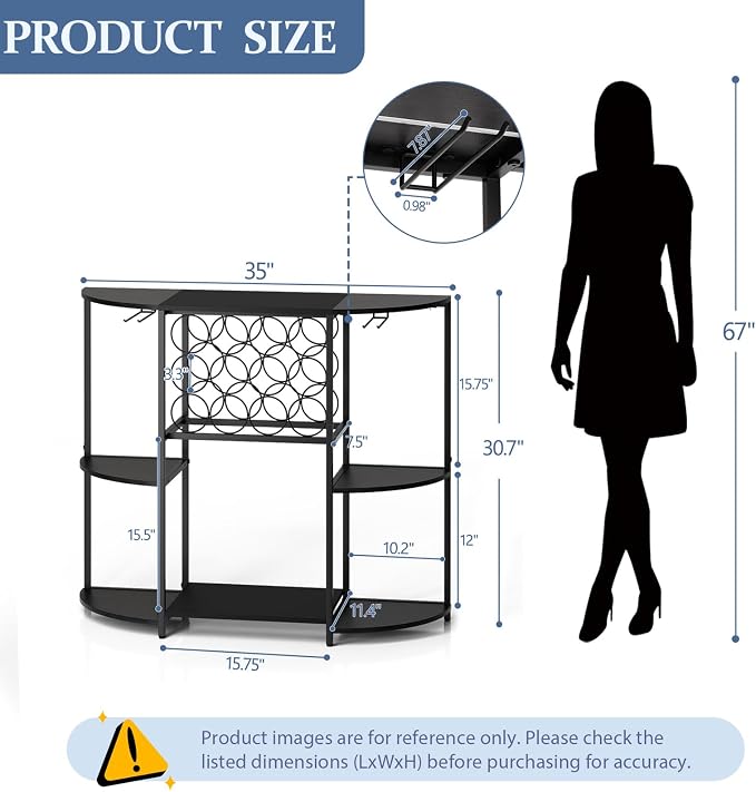 JKsmart Wine Bar Cabinet with LED Lights, Mini Wine Bar Cart with Storage and - Image 5