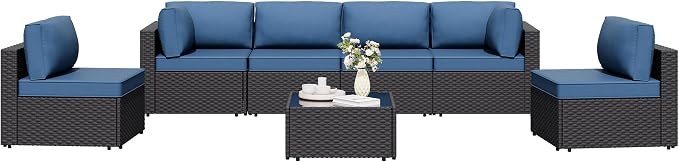 7 Pieces Outdoor Patio Sectional Sofa Couch, Wicker Furniture Patio by Shintenchi%7CFurnitureMadeforRealLife