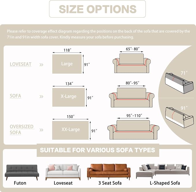 DREAMINGO Sofa Covers Washable Thick Chenille Couch Cover - Image 2