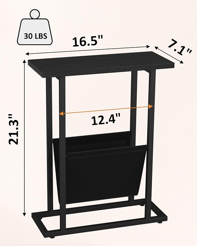 Yusong Narrow Side Table for Small Spaces, Small End Table Set of 2 - Image 3