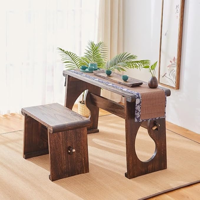Asian Style Wooden Coffee Table Vintage Guqin Table Japanese Tea/Sofa/Table - Image 6