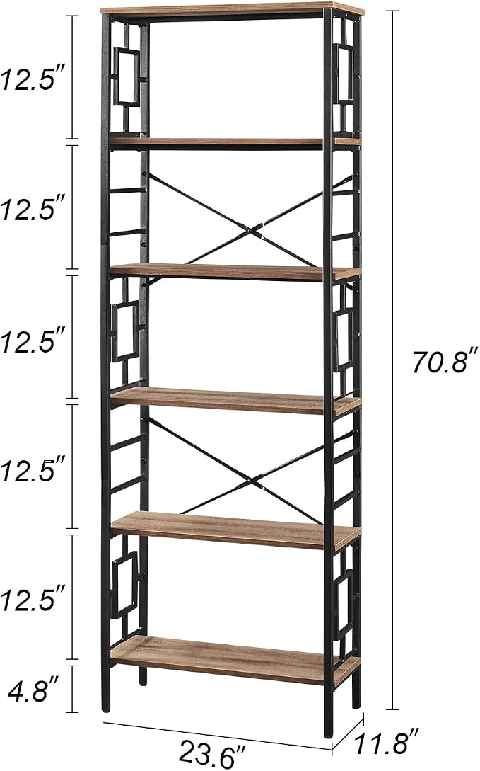 HOMISSUE Bookcase, 6-Tier Tall Bookshelf Metal Bookcase and Bookshelves - Image 2
