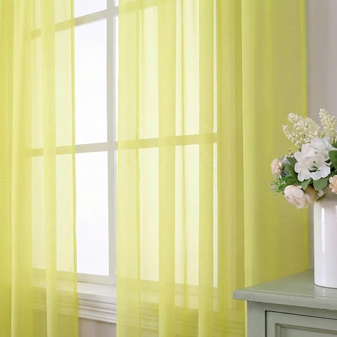 Aiyufeng Lemon Sheer Curtains 84 Inches Long 2 Panels Set - Image 5